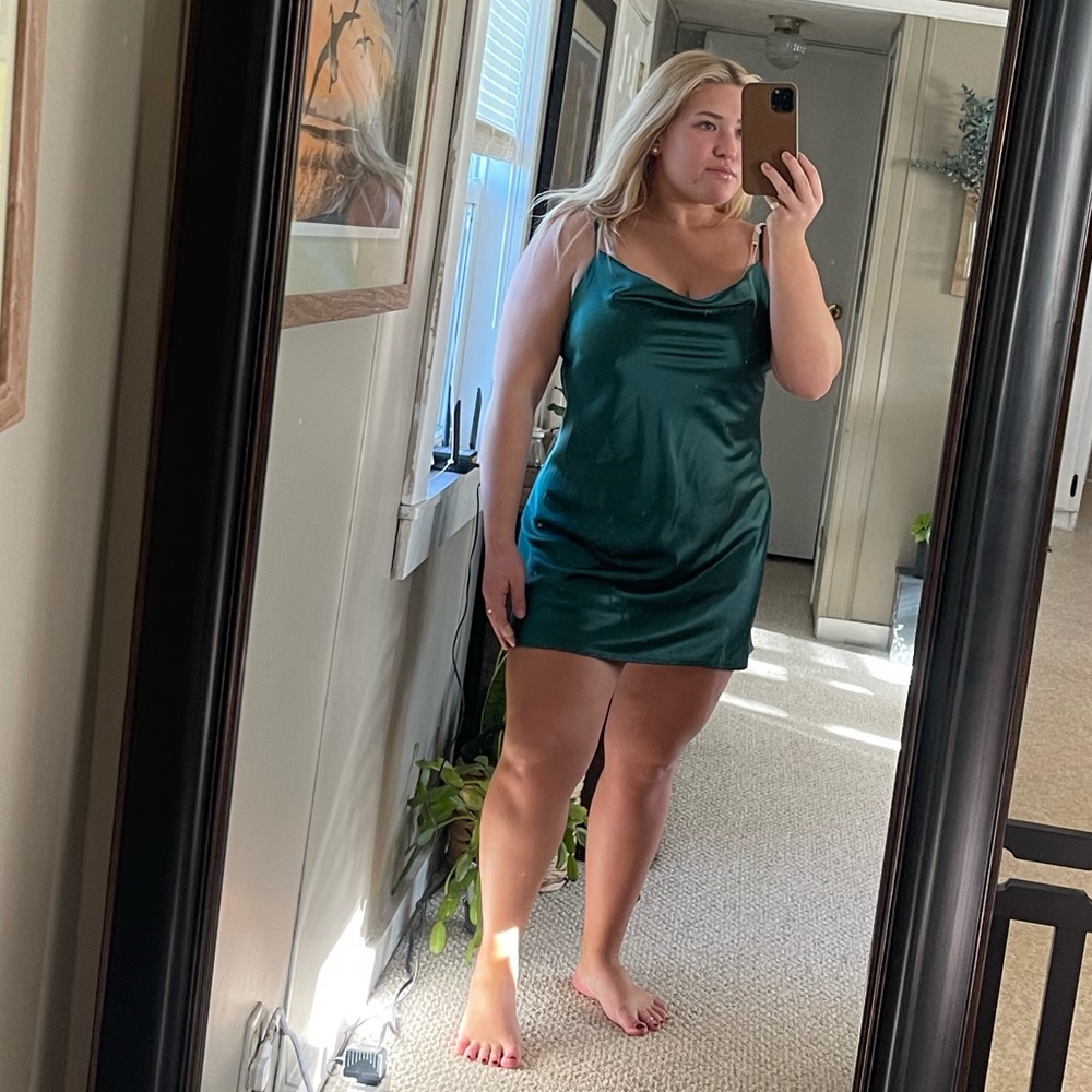 Princess Polly Emerald green mini slip dress